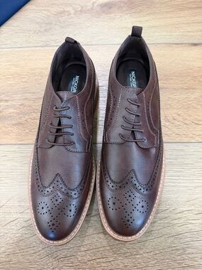 Nick Graham Brown Leather Brogue Derby Shoes for Men